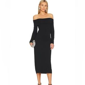 Revolve Bobi Off the Shoulder Midi Dress Black
